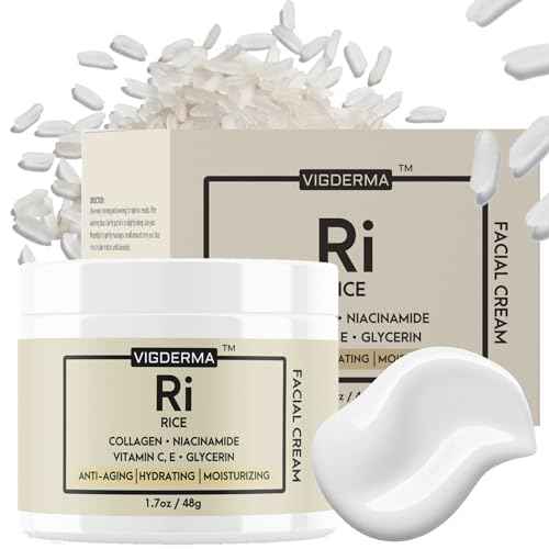 Rice Facial Light Cream 1.7oz, Rice Bran Essence with Collagen, Niacinamide, Vitamin C, Glowing Look, Improves Moisture Skin Barrier, Nourishes Deeply, K Beauty