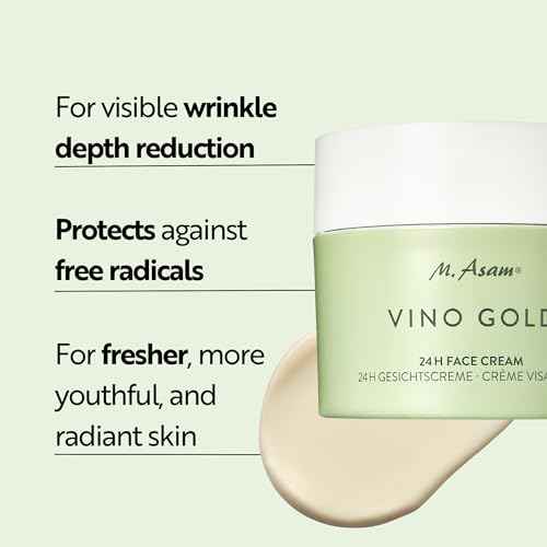 M. Asam VINO GOLD 24h Facial Cream (3.38 Fl Oz)- 24h day cream & night moisturizer against lines & wrinkles, protection against skin aging, anti-aging, vegan facial care, skincare for women.