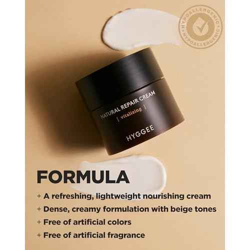 Natural Repair Cream - Vegan Red Ginseng & Peptides Nourishing Moisturizer for Enhanced Elasticity and Vitality - Anti Aging, Firming, Hydrating Face Cream for Rough and Dry Skin, 1.69oz.