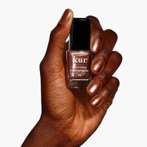 LONDONTOWN Shimmer Nail Highlighter - Multi-Dimensional Iridescent Finish Nail Polish Treatment, Vegan Cruelty Free, Shimmery Copper Rose Gold, Molten - .40fl oz