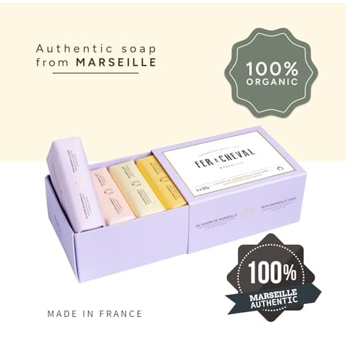 Fer ? Cheval Gentle Perfumed Soaps Gift Set, 4x125g/4.41oz - Marseille Vegetable Soap with Shea Butter and Softening Oils