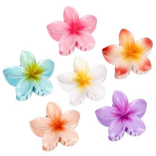 6 Pcs Flower Hair Claw Clips for Women ? Hawaiian Hibiscus Hair Clips for Thick Thin Hair, Cute Beach Hair Accessories