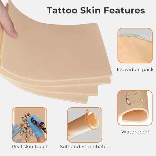 3mm Tattoo Practice Skins - 15-Pack Professional Thick Silicone Sheets (5.6"x7.5") - Realistic Tattoo Skin for Training, Perfect for Beginners & Artists - Durable Fake Skin for Machine Practice