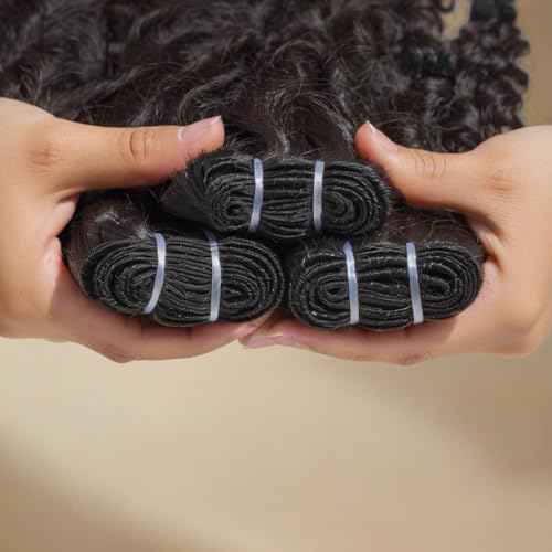 Burmese Curly Bundles Human Hair 24 Inches 100% Unprocessed Quick Weave 3c4a Water Wave with Spiral Curly End Real Human Hair Extensions Natural Black for Women