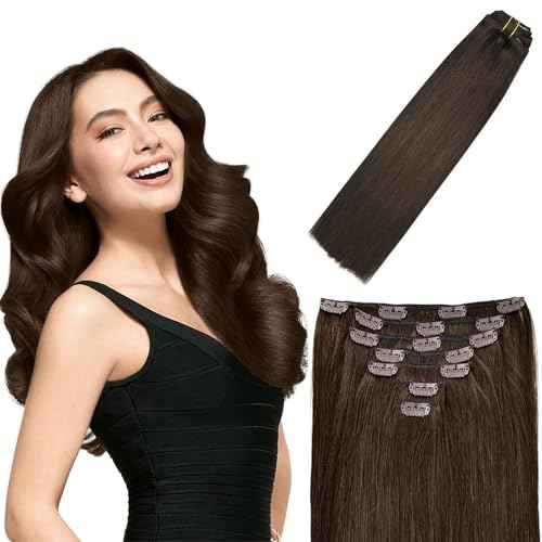 Clip in Hair Extensions Real Human Hair 120g 7pcs Human Hair Clip in Extensions 18 Inch Dark Brown #2 Thickened Straight Real Hair Extensions Clip in Human Hair