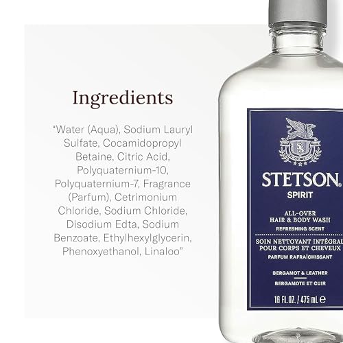 SCENT BEAUTY STETSON Personal Care All Over Hair & Body Wash Moisturizing Body Wash & Shampoo - 16 oz - 3 Pack - Spirit