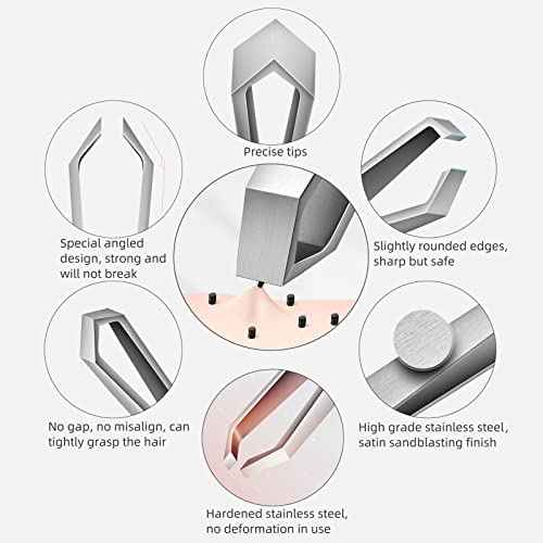 Beard Tweezers - Stainless Steel, Fine Hair Removal Tool, 5mm Tip, Clear Box 1Pack