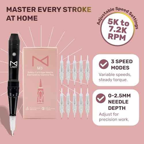 M Permanent Makeup Machine - Microblading Machine, Eyebrow Tattoo Machine - Microshading, Lip, Ombre Brows Machine - Wireless Machine Kit - Achieve Flawless Results (Machine, Black)