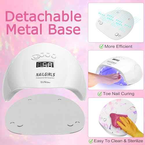 NAILGIRLS UV LED Nail Lamp, 220W, White, 42 UV+LED Beads, 4 Timer Settings, Auto Sensor, Professional Nail Light Curing, Gel Polish, Salon & Home
