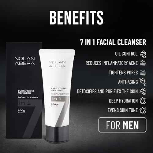 ABERA Nolan Daily Facial Cleanser for Men ? Oil Control & Deep Cleansing, 3.53 oz 3 Pack