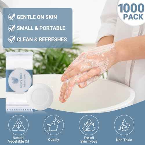 Kacctyen 800 Pcs 0.35oz Mini Bar Soap Bulk Individually Wrapped Bulk Hand Hotel Soap Bars Travel Size Toiletries for Guest Hotel Bathroom Vacation Rentals