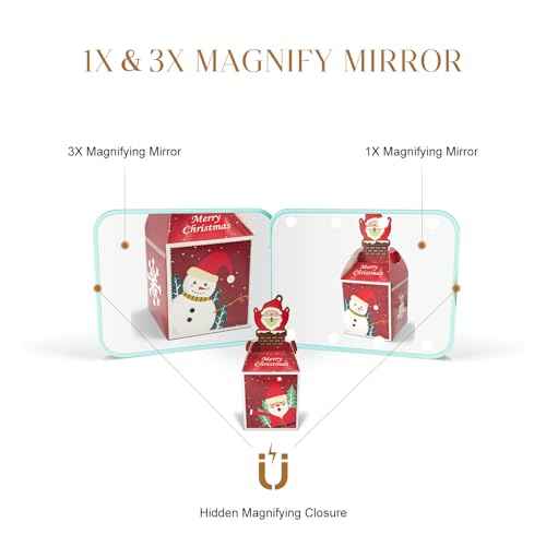 Compact Mirror, 1X/3X Magnification LED Pocket Mirror with Nternal BIattery, Mini Mirror for Purse, Pocket,Travel and Present (Mint Green)