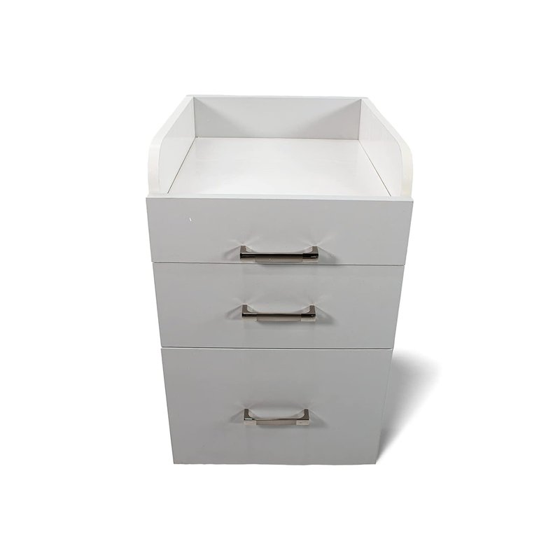 Milan Pedicure Trolley - Rolling Nail Salon Cart with Storage Drawer | White & Ash Grey
