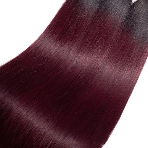1B99j Bundles Burgundy Straight Human Hair Bundles Brazilian Virgin Human Hair 18 20 22 inch Two Tone Black To Burgundy Bundle Double Weft 1B99j Straight Hair Extensions