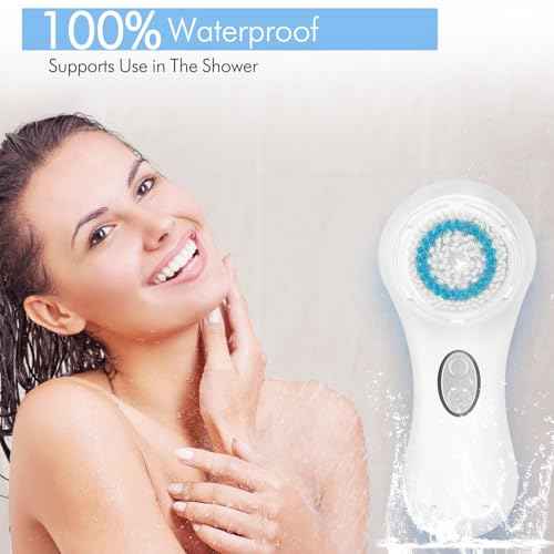 Microtree Electric Facial Cleansing Brush, Sonic Vibrating Rechargeable Face Scrubber Exfoliator, 2 Speeds for Gentle Clean, Face Brushes for Cleansing, Waterproof Face Wash Brush