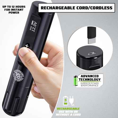 Dragonhawk Tattoo Gun Kit Wireless L1 Tattoo Pen Machine Pro Complete Tattoo Kit Black Inks Brushless Motor 3400mAh Battery Supply for Beginner