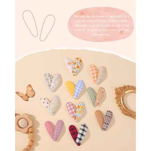 doboi 40Pcs Toddler Hair Clips Hair Barrettes Baby Girl Hair Bows Clips Floral Print Non Slip Snap Hairpins Flower Hair Clips for Girls Kids Toddler Hair Accessories