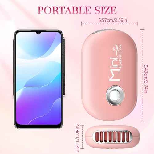 Buqikma Mini Lash Fan For Eyelash Extensions Portable Handheld Eyelash Fan Dryer With USB-C Rechargeable Lash Extension Fans With Air Blower For Makeup Drying & Cooling, Pink