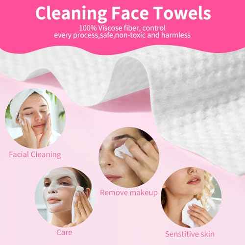 Disposable Face Towels, Plant-Based Biodegradable Viscose, Lint-Free Dual Texture, Ultra Soft, For Sensitive Skin, 50 Count