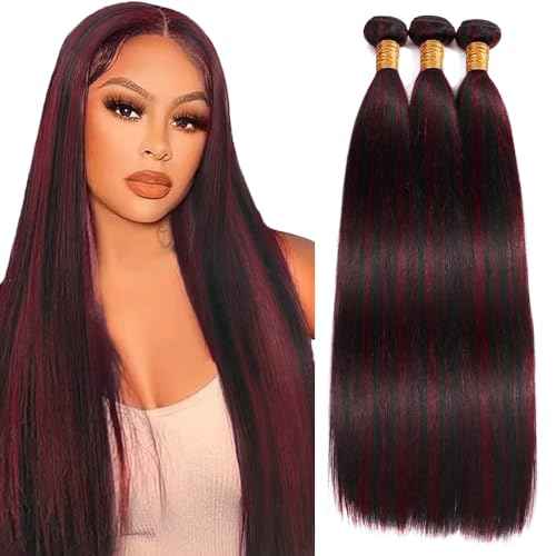 Hair 24 24 24 Inch Highlight Bundle P1B99J Straight Human Hair Bundles Fb99J Wine Red Bundles Two Tone Black And Burgundy Bundle 300G