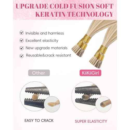 Remy I Tip Hair Extensions Human Hair 22 Inch #18/613 Dark Blonde Highlighted Bleach Blonde Itip Human Hair Extensions Invisible Silky Straight 30g/30s