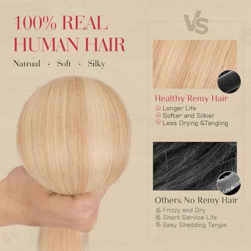 Rich Choices Real Human Hair Clip In Extensions-6 Pcs Single Clip Design-Invisible Clip in Extensions for Thin Short Hair-Hairpieces for Women-10 Inches #18P613 Ash Blonde Highlighted Bleach Blonde