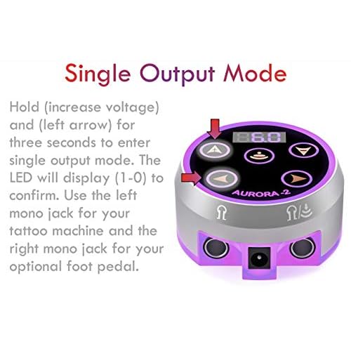 Aurora II Professional Tattoo Machine Power Supply- Touchscreen, Digital Display & Color LEDs (Silver)