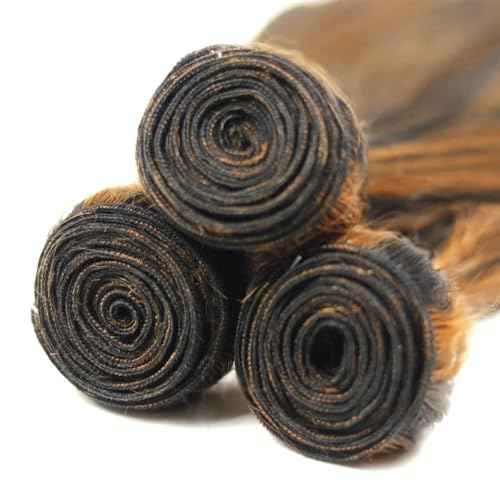 Ombre Bundles Human Hair P1B30 Straight Bundlea 30 32 34 Inch Brazilian Vingin 3 Bundl Two Tone Black Miexed With Brown Bundle Hair Weave
