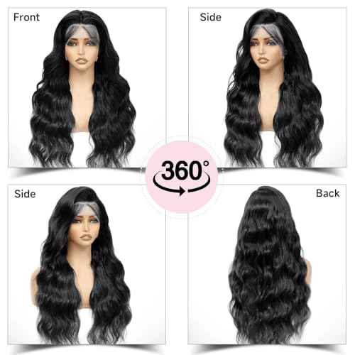 28 Inch Body Wave Lace Front Wigs Human Hair With Baby Hair 13x6 Hd Lace Frontal Wigs Pre Plucked Black Body Wave Wig Human hair 220% Density Long Black Lace Front Wigs For Women
