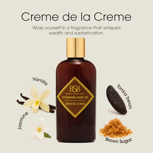Brown Sugar Babe Creme de la Creme Body Oil, Jasmine and Vanilla Perfume Oils, Nourishing Scented Oil for Women, Skin Care, Body Oil Perfume, Paraben Free, Made in USA