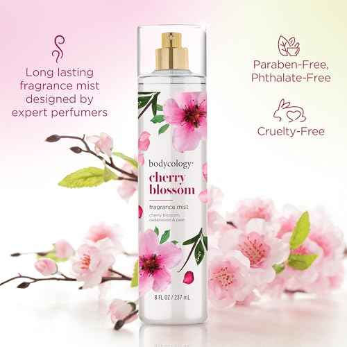 Bodycology Long-Lasting Fragrance Body Mist, Cherry Blossom, 8 fl oz (Pack of 2)