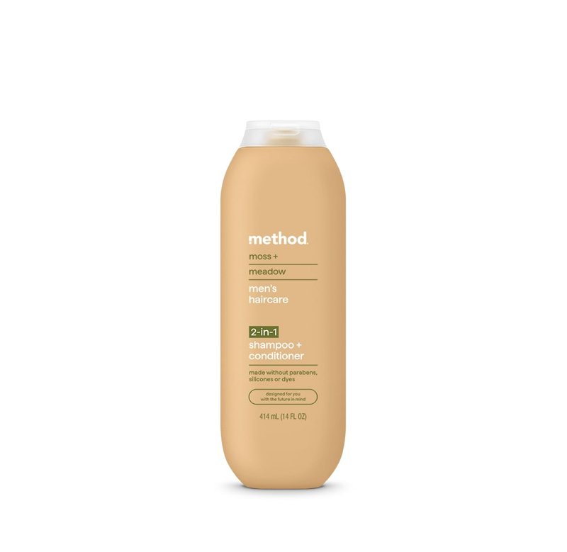 Method Men 2-in-1 Shampoo and Conditioner, Moss + Meadow - Cleans and Conditions with Argan and Jojoba Oil - Made without Parabens - 14 oz
