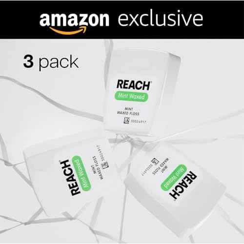 REACH Waxed Dental Floss, 2X More Value, Plaque Remover for Teeth, Shred Resistant, Floss Slides Smoothly, Easy to Use, Waxed, for Adults & Kids, Oral Care, PFAS Free, 3 Pack, 115 yd, Mint