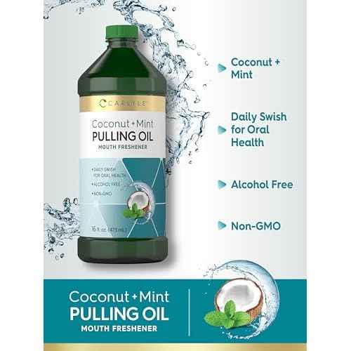 Carlyle Pulling Oil for Teeth & Gums | 16 Fl Oz Pack of 2 | Coconut and Mint | Alcohol Free & Non-GMO