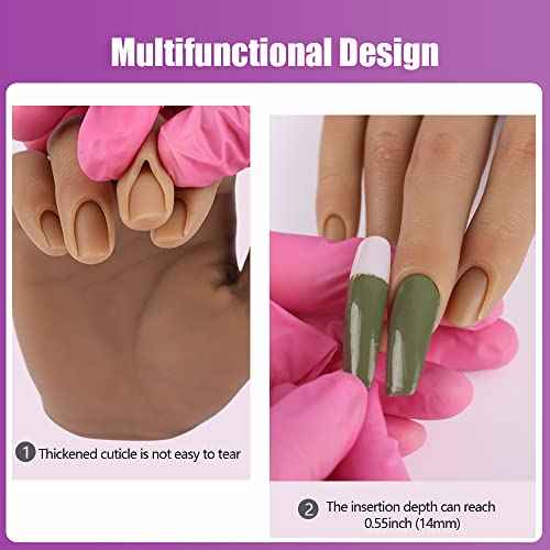 Life Size Female Mannequin Hand for Sketching & Display - Silicone Nail Practice Hands - Jewelry Ring Glove Watch Holder - 18cm, Light Brown (1 Pair)