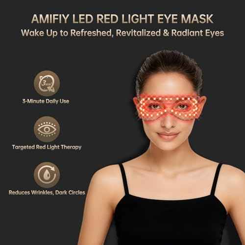 Red Light Therapy for Eyes, 3 Minutes Around-Eyes Red Light Eye Mask, Eye Massager for Reducing Dark Circles and Puffiness, Smoothing Fine Lines for Men Women (Black)