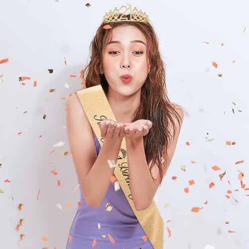 21st Birthday Sash and Crown Gifts for her Tiara for Women Girl 21st Its My Birthday Sash Headband Accessories Decorations