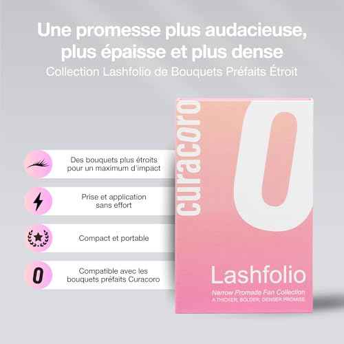 Curacoro LashFolio Narrow Promade Fans, Handmade Volume Eyelashes, 5D~10D, C CC D Curl, Thickness 0.03~0.07mm, 8-15mm Length, Professional Long-Lasting Promade Lash Fans (10D-0.03 CC, 8mm-11mm)