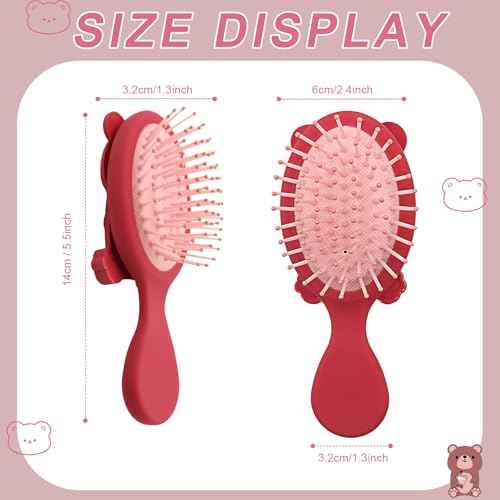 Mini Toddler Hair Brush Detangler Brush Kids Detangling Hairbrush Soft Massage Comb Small Travel Hair Brush for Thick Curly Thin Long Short£¨Red£©
