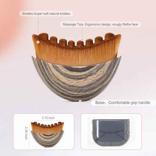 Lymphatic Contour Face Brush, Manual Lymphatic Drainage Massager, Natural Makeup Brushes with Durable Soft Bristles, Hypoallergenic Ergonomic Facial Cleansing Brush for Sculpting