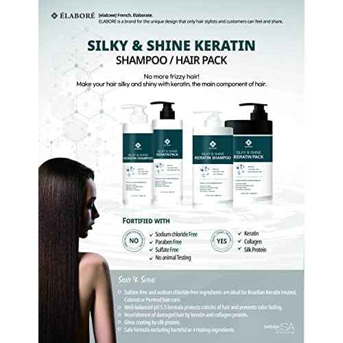 Elabore Silky & Shine KERATIN Shampoo & Pack SET 33.80fl.oz/ 1000ml