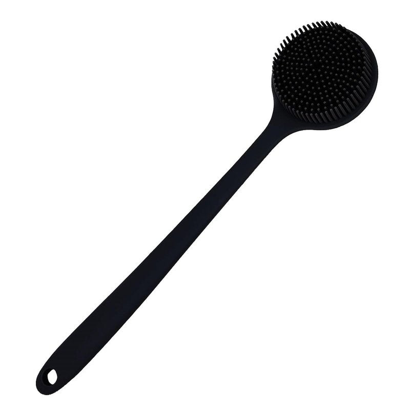 Long Handle Silicone Body Scrubber for Shower, Dual-Sided Back Scrubber Brush with Soft Bristles&Massage Nodes, Exfoliating Bath Brush for Hard to Reach Areas, Easy to Clean & Quick Dry, for Daily Use