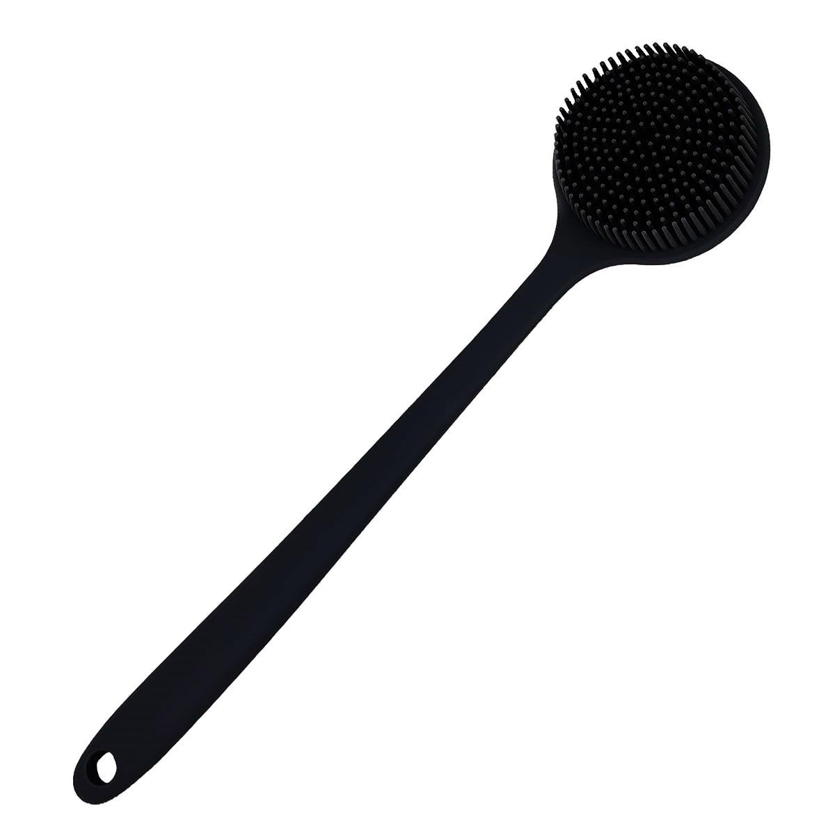 Long Handle Silicone Body Scrubber for Shower, Dual-Sided Back Scrubber Brush with Soft Bristles&Massage Nodes, Exfoliating Bath Brush for Hard to Reach Areas, Easy to Clean & Quick Dry, for Daily Use