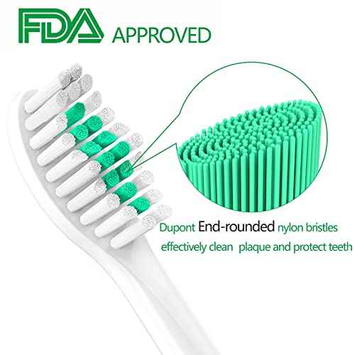 Replacement Toothbrush Heads Compatible with Philips Sonicare E-Series, Essence, Advance, CleanCare, Elite and Xtreme Screw-on Electric Phillips Brush Handles, 6 Pack