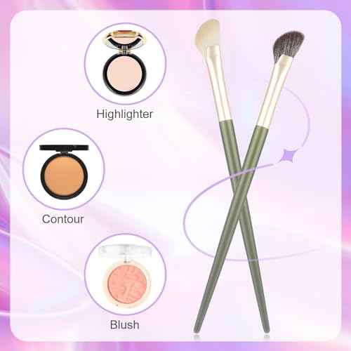 Thinp 2 Pieces Nose Contour Brush Half Fan-Shape Nose Shadow Brush Angled Concealer Brush Under Eye Blush Brush Highlighter Brush for Blending Liquid Cream Powder Cosmetics