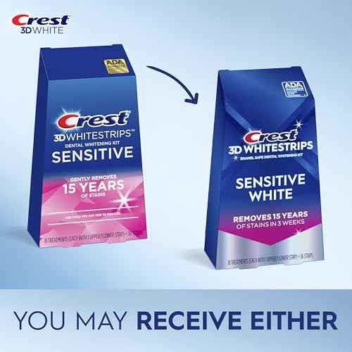 Crest 3D Whitestrips Sensitive At-Home Teeth Whitening Kit, 18 Treatments, Gently Removes 15 Years of Stains, Crest Whitestrips, Teeth Whitening Kit