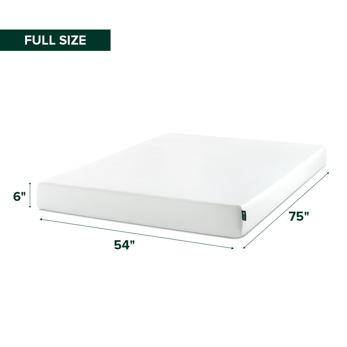 Zinus 6 Inch Full Green Tea Memory Foam Mattress [New Version], Fiberglass Free, Medium Firm Feel, Zoned Pressure Relief, Certified Safe Foams & Fabric, Mattress in A Box