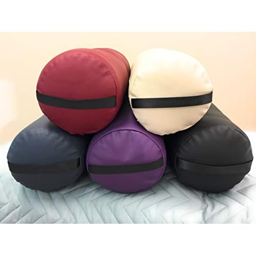 Fluffy Massage Bolster Pillow by NRG - 8"W x 26"L Full Round Massage/Spa Table Bolster with Carrying Strap - Supports Neck, Knees or Ankles - PVC Free Vinyl Upholstery - CFC Free Foam - Color: Agate