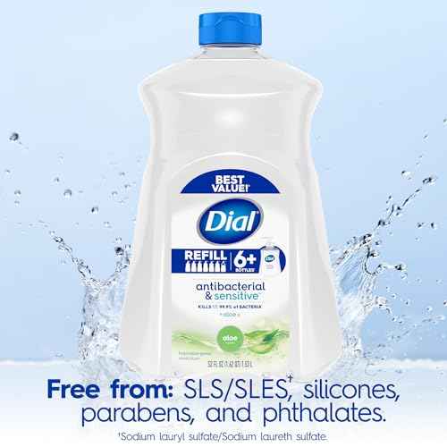 Dial Antibacterial Defense Liquid Hand Soap + Aloe, Aloe Scent, 52 Fl Oz Hand Soap Refill (Pack of 3), Dermatologist-Tested, Gentle Formula