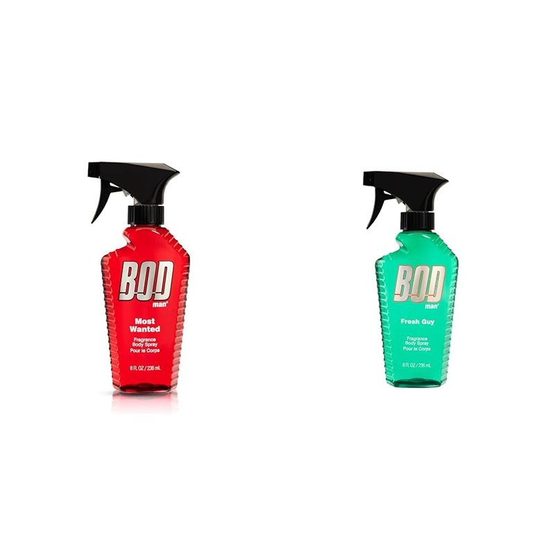 BOD Man Fragrance Body Spray - Most Wanted & Fresh Guy | 8 Fl Oz Each for All-Day Freshness